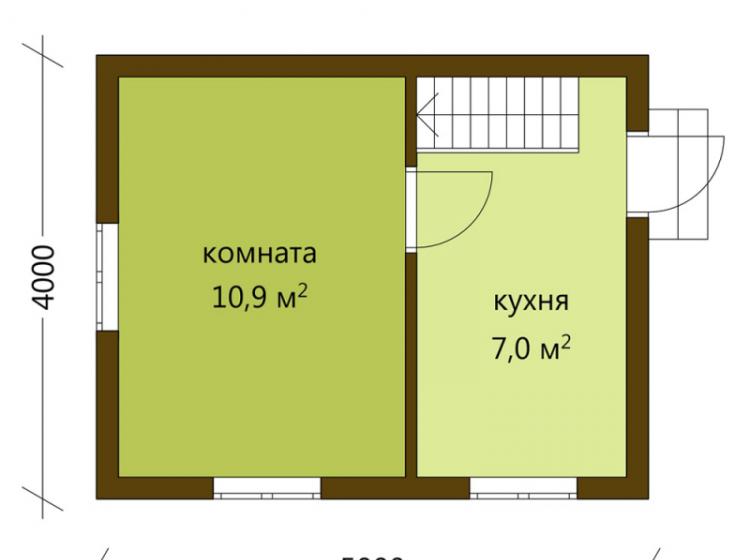 Дачный каркасный дом 4х5. Проект Д-2