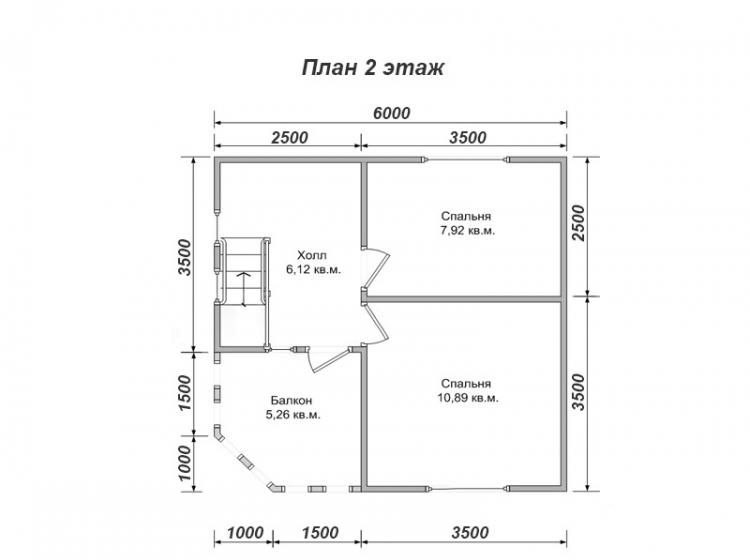 Дачный каркасный дом 6.5x6.5. Проект Д-24