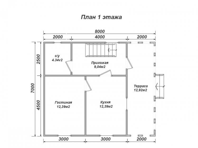 Дачный каркасный дом 7x8. Проект Д-25