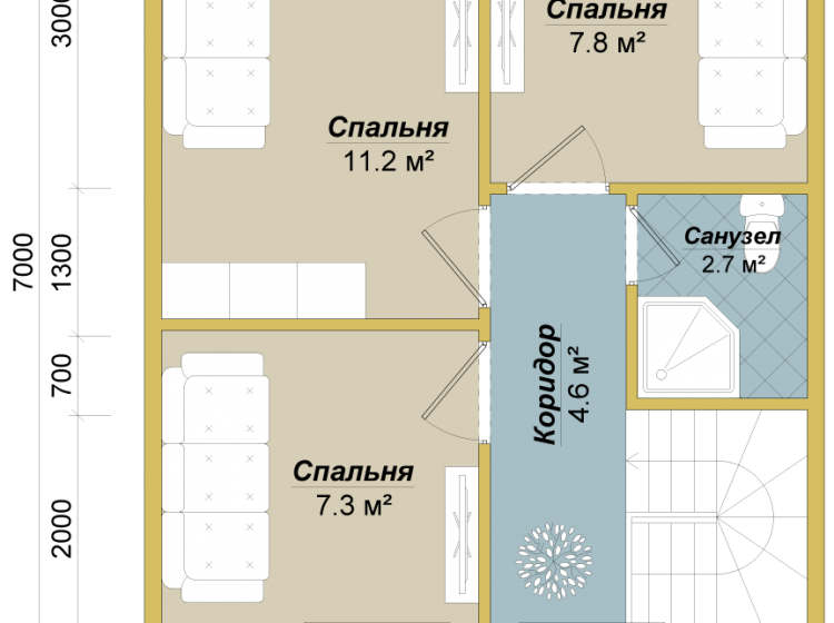 Дачный каркасный дом 6x7. Проект Д-26