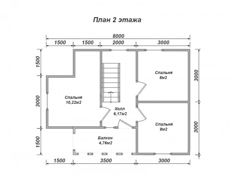Дачный каркасный дом 6x8. Проект Д-32