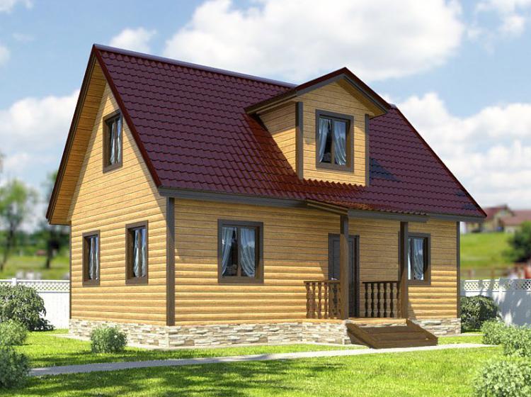 Дачный каркасный дом 7.5x9. Проект Д-34