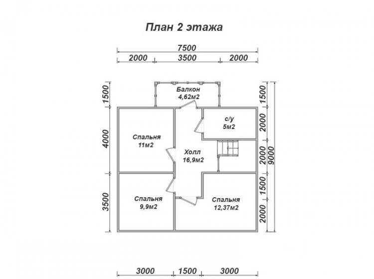 Дачный каркасный дом 11.5х7.5. Проект Д-38