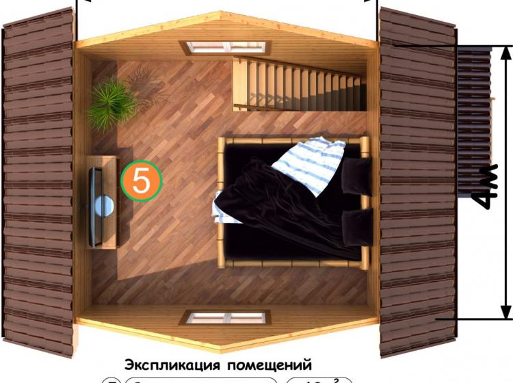 Дачный каркасный дом 4х6. Проект Д-5